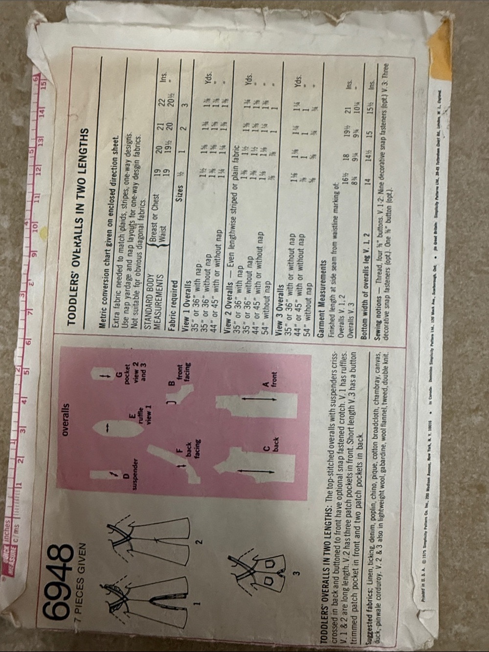 Simplicity Kids Overalls pattern - Picture 4 of 4